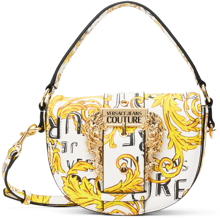 Versace Jeans Couture: White & Gold Couture I Bag | SSENSE