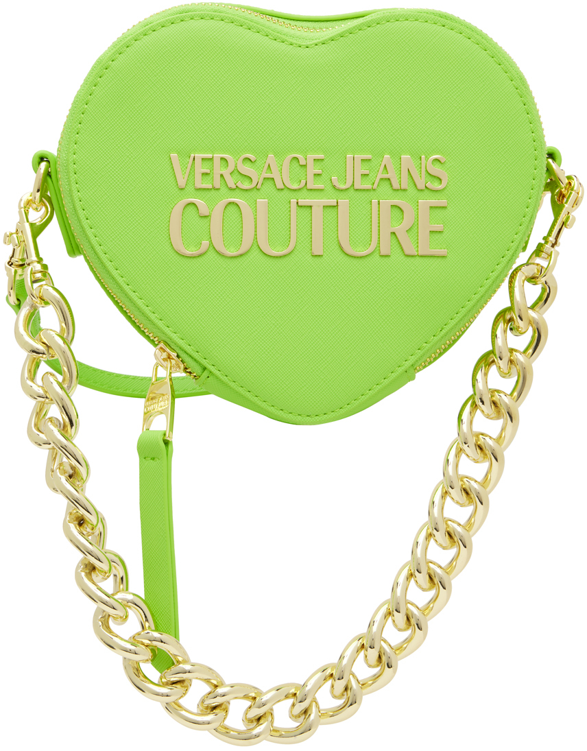 Versace Jeans Couture Green Heart Lock Crossbody Bag