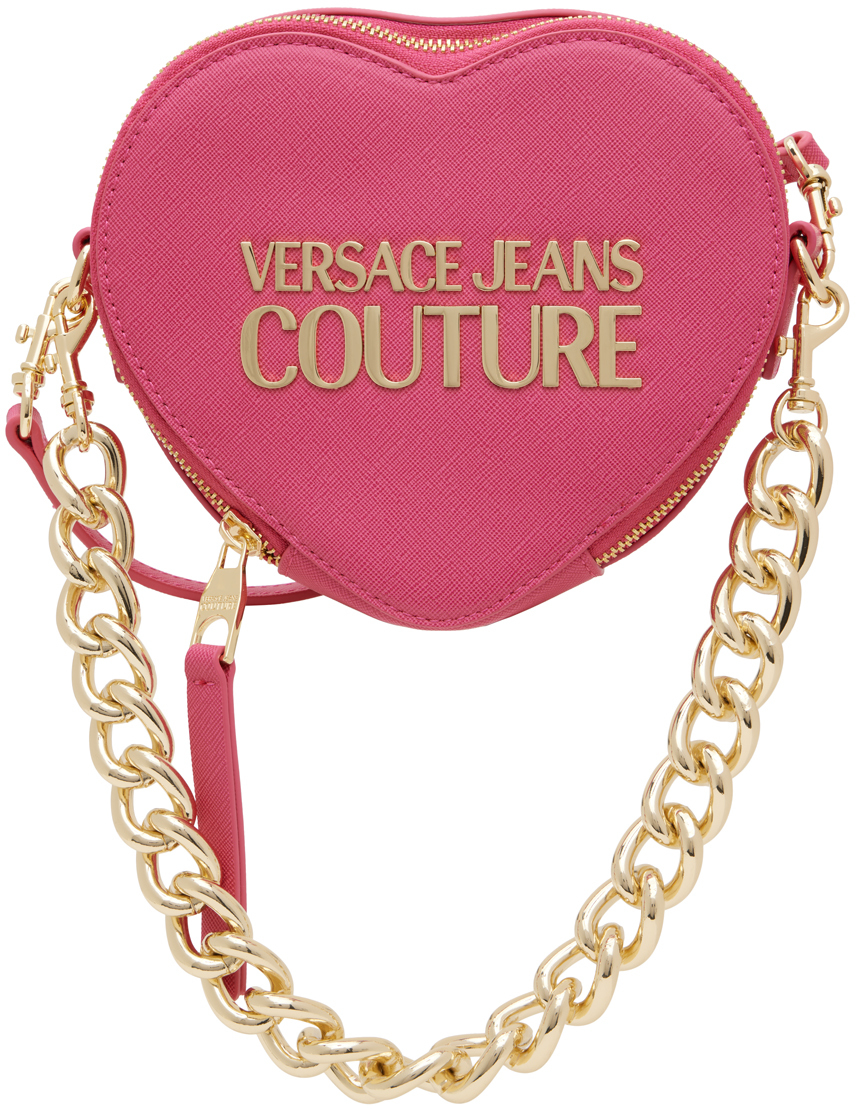 Pink Heart Lock Crossbody Bag by Versace Jeans Couture on Sale