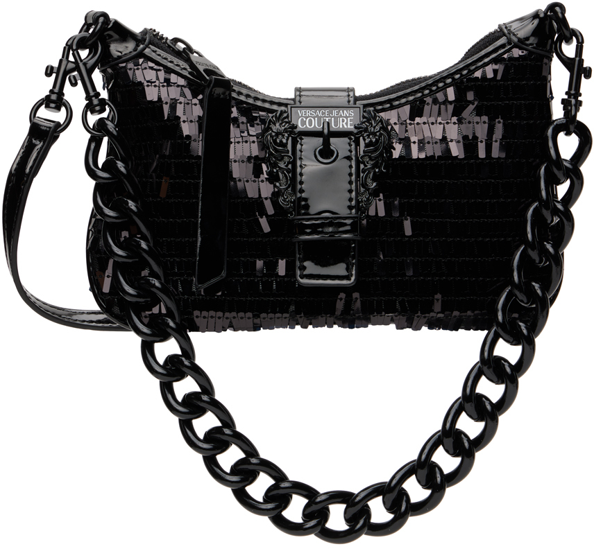 Versace Jeans Couture Black Sequinned Bag In E899 Black