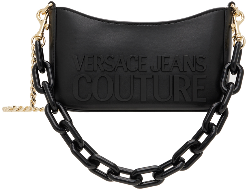 blæse hul Effektiv møde Versace Jeans Couture: Black Institutional Logo Bag | SSENSE