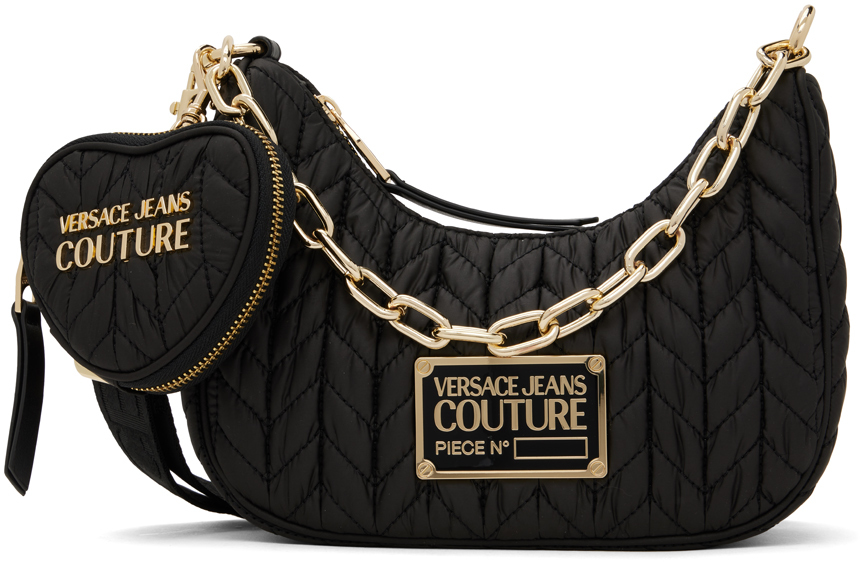 Versace Jeans Couture: Black Crunchy Shoulder Bag | SSENSE