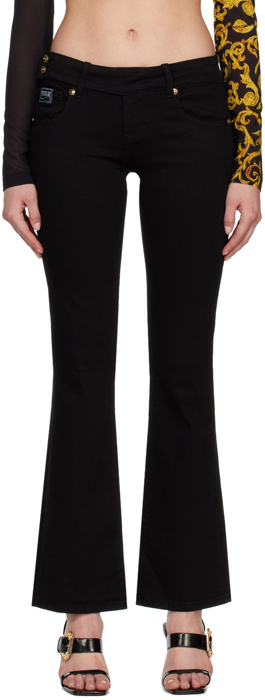 Versace Jeans Couture Black Flared Jeans In E909 Black Black