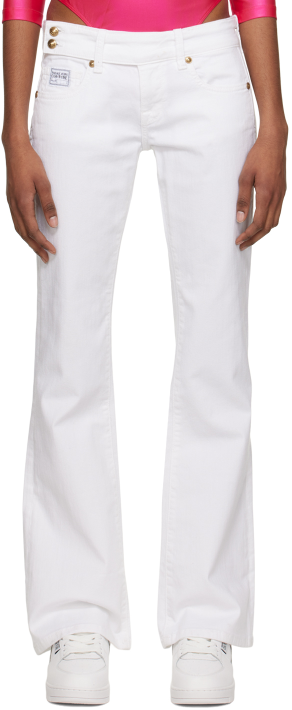 Shop Versace Jeans Couture White Five-pocket Jeans In E003 White