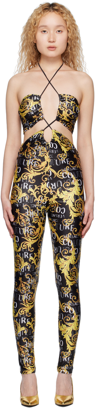Versace Jeans Couture LOGO COUTURE - Jumpsuit - black/gold-colooured/black  