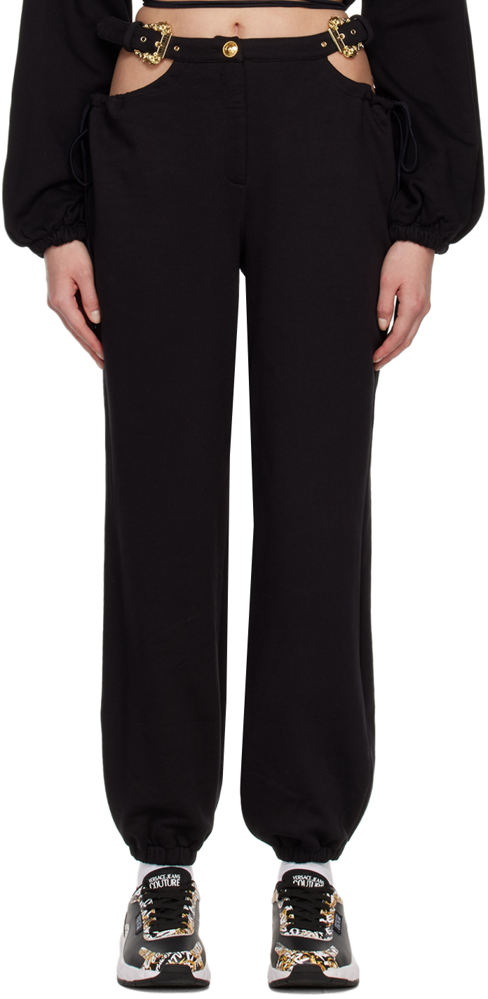 Versace Jeans Couture Black Baroque Buckle Lounge Pants In E899 Black