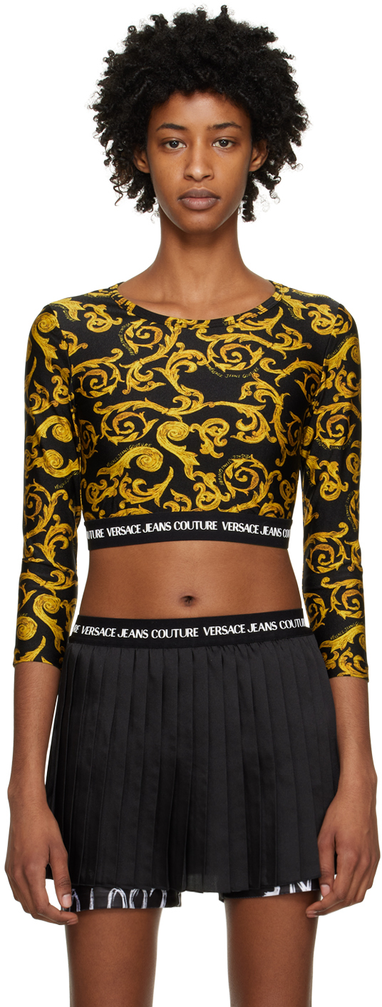 Versace Jeans Couture - Black & Gold Sketch Couture Long Sleeve T-Shirt