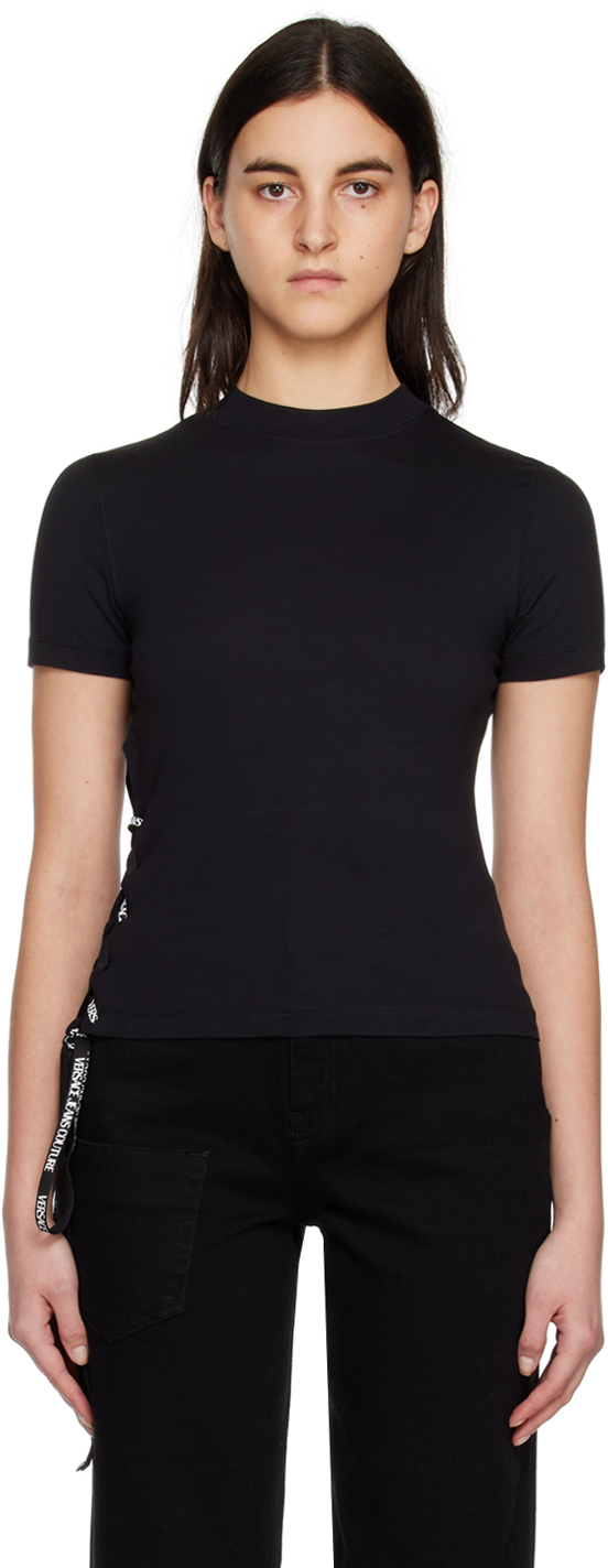 Versace Jeans Couture Black Lace-up T-shirt