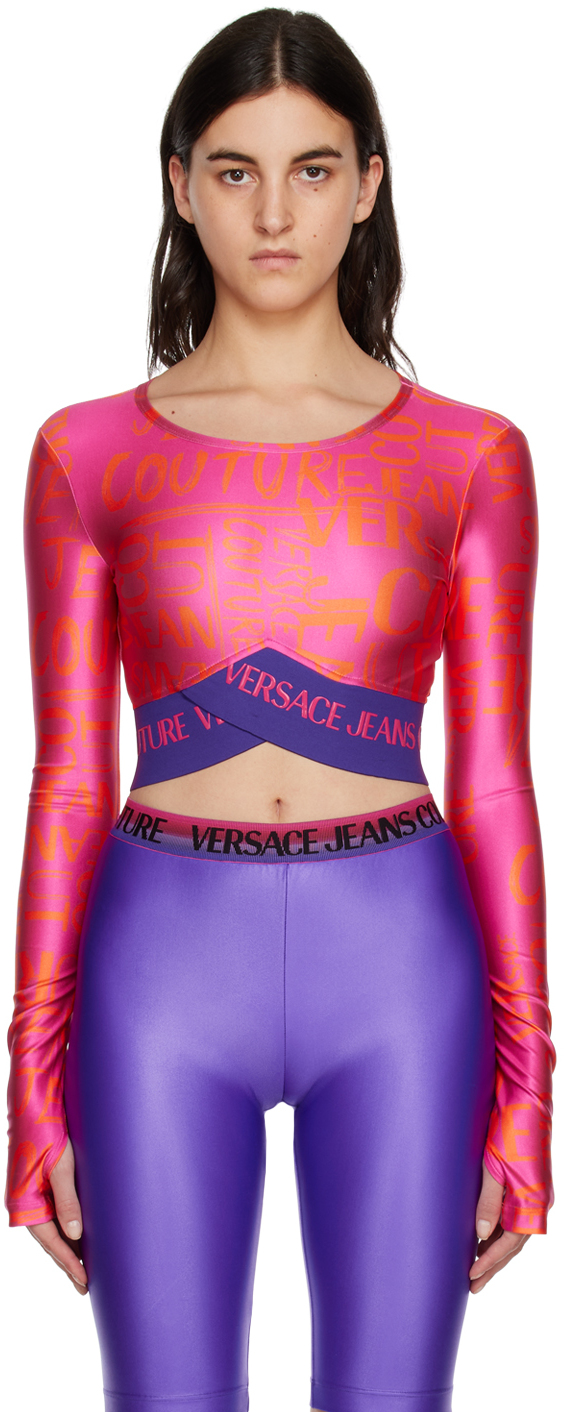 Versace Jeans Couture Pink Doodle Long Sleeve T-Shirt