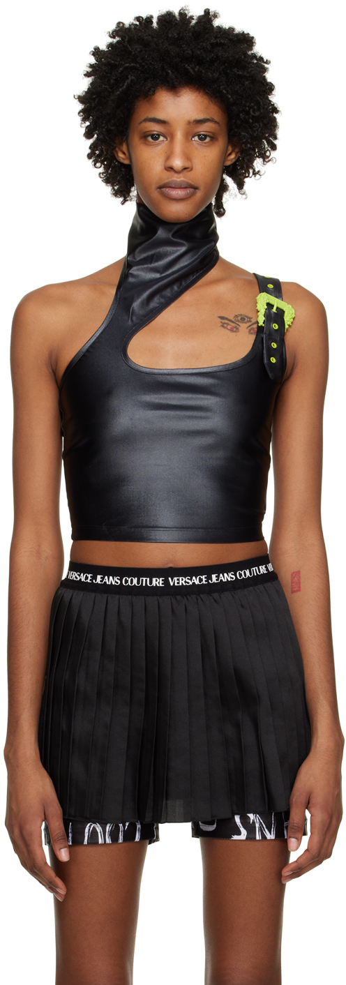 Versace Jeans Couture Buckle-detail Sleeveless Top In Black
