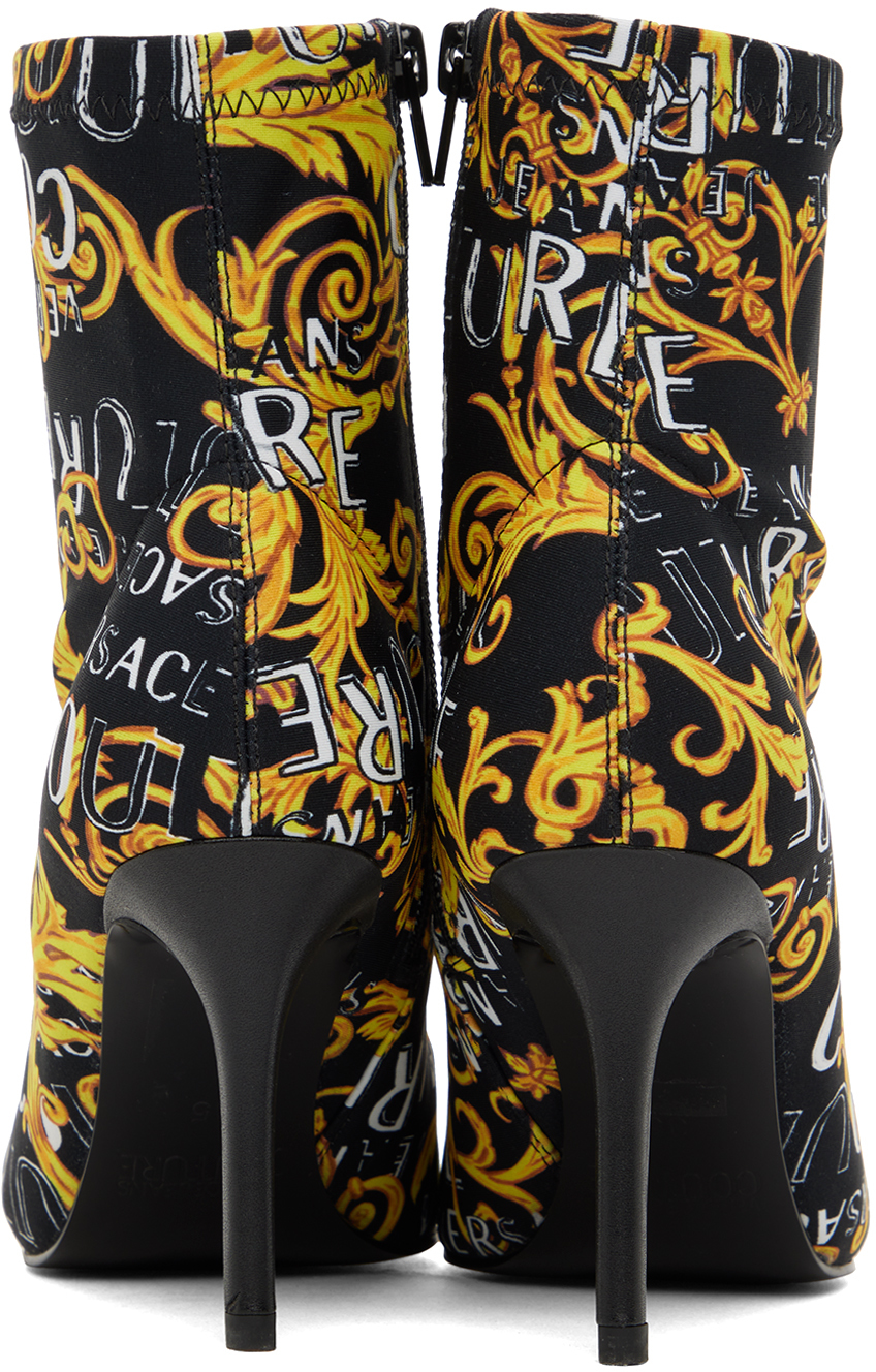 VERSACE JEANS COUTURE BLACK & YELLOW SCARLETT BOOTS