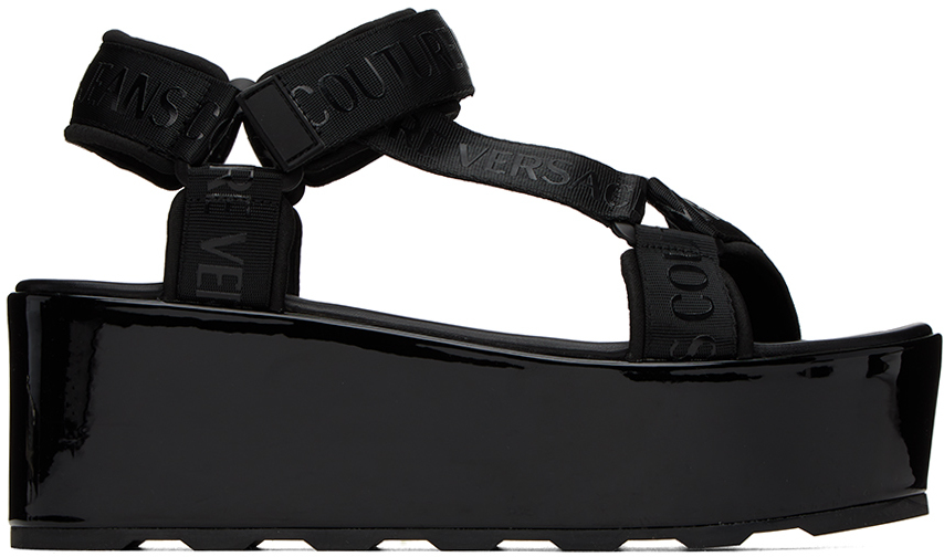 Versace Jeans Couture Strappy Platform Sandals In Black