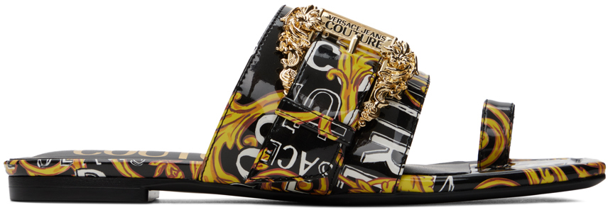 Versace Jeans Couture Black & Yellow Millie Sandals