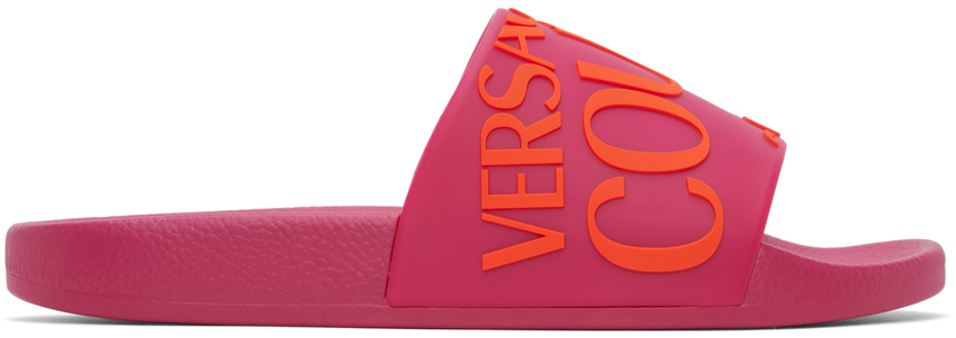 Versace Jeans Couture Pink Fondo Slides In Fuchsia