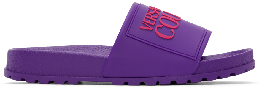 Shop Versace Jeans Couture Purple Fondo Slides In E307 Violet