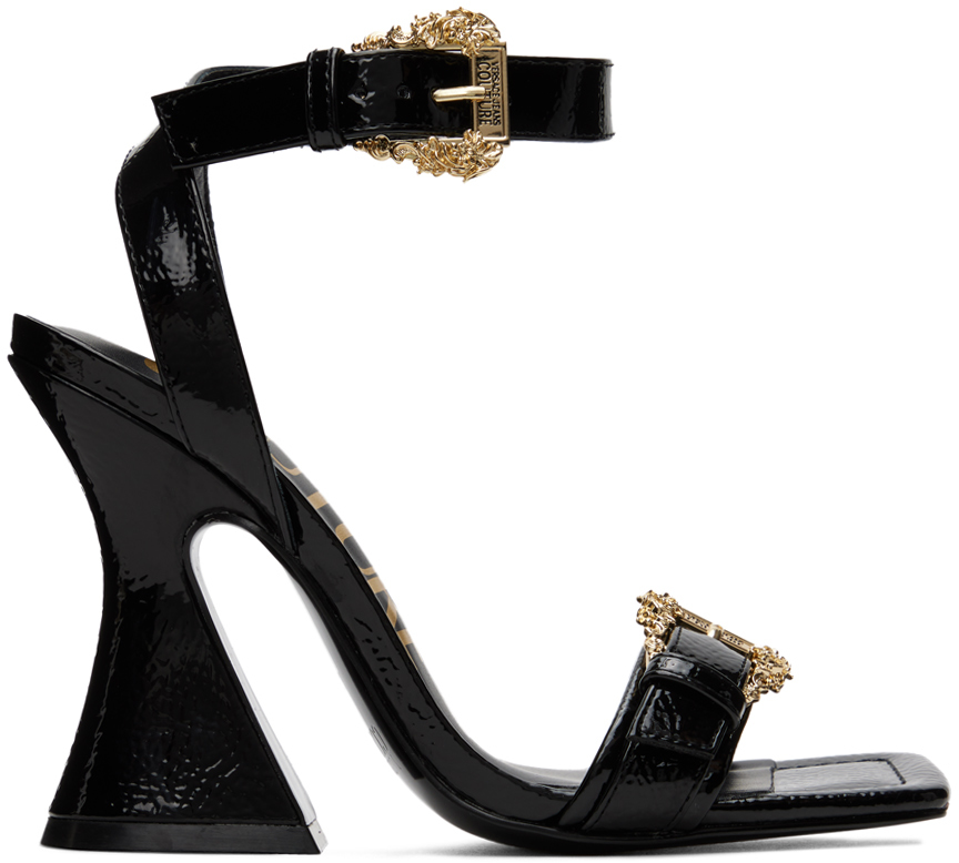 Versace Jeans Couture: Black Kirsten Heeled Sandals | SSENSE