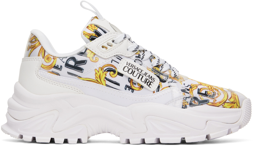 Versace Jeans Couture White & Gold Hiker Sneakers