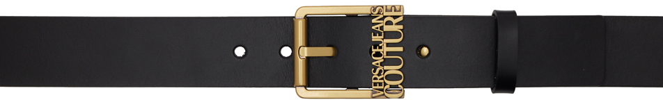 Versace Jeans Couture Black Blitzar Belt In Epk3 Black + Gold