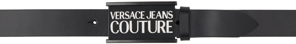 Versace Jeans Couture Black Logo Belt In E899 Black
