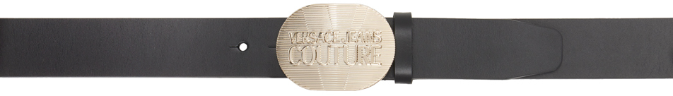 Versace Jeans Couture Black Rodeo Belt In En77 Black + Gold