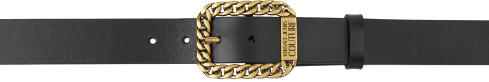 Versace Jeans Couture Black Curb Chain Belt In E899 Black