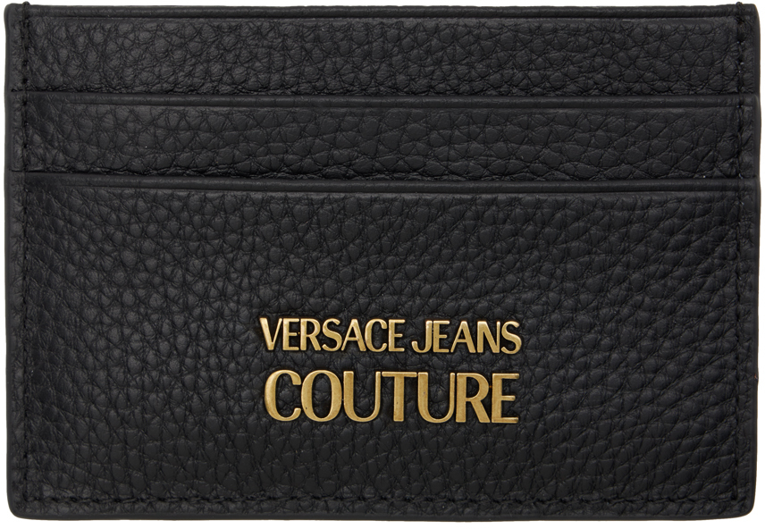 Versace Jeans Couture Black Logo Card Holder In E899 Black
