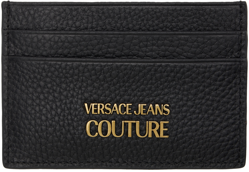 Black Logo Card Holder by Versace Jeans Couture on Sale