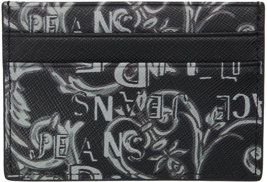 Versace Jeans Couture Black Logo Couture Card Holder In Epv3 Black + Grey