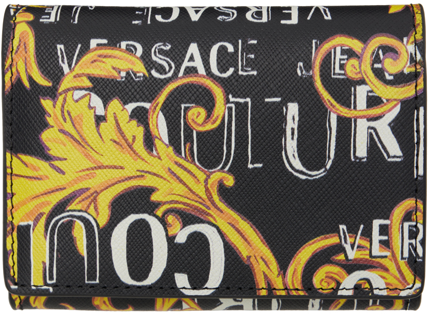 Versace Jeans Couture Black Logo Couture Wallet In Eg89 Black/gold