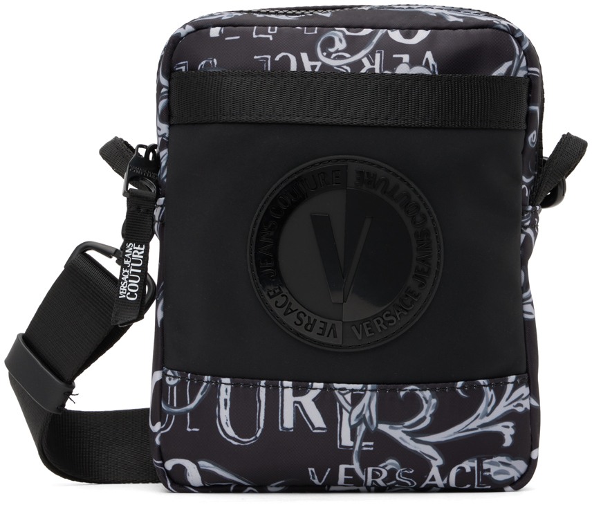 Versace Jeans Couture Half Moon Bag With V-emblem in Black