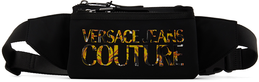Versace Jeans Couture Black Bonded Pouch In Em09 Black Multi