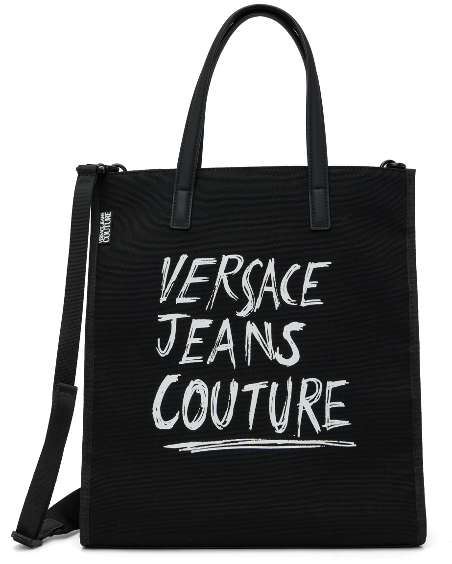 Versace Jeans Couture: Black Handwritten Logo Tote | SSENSE