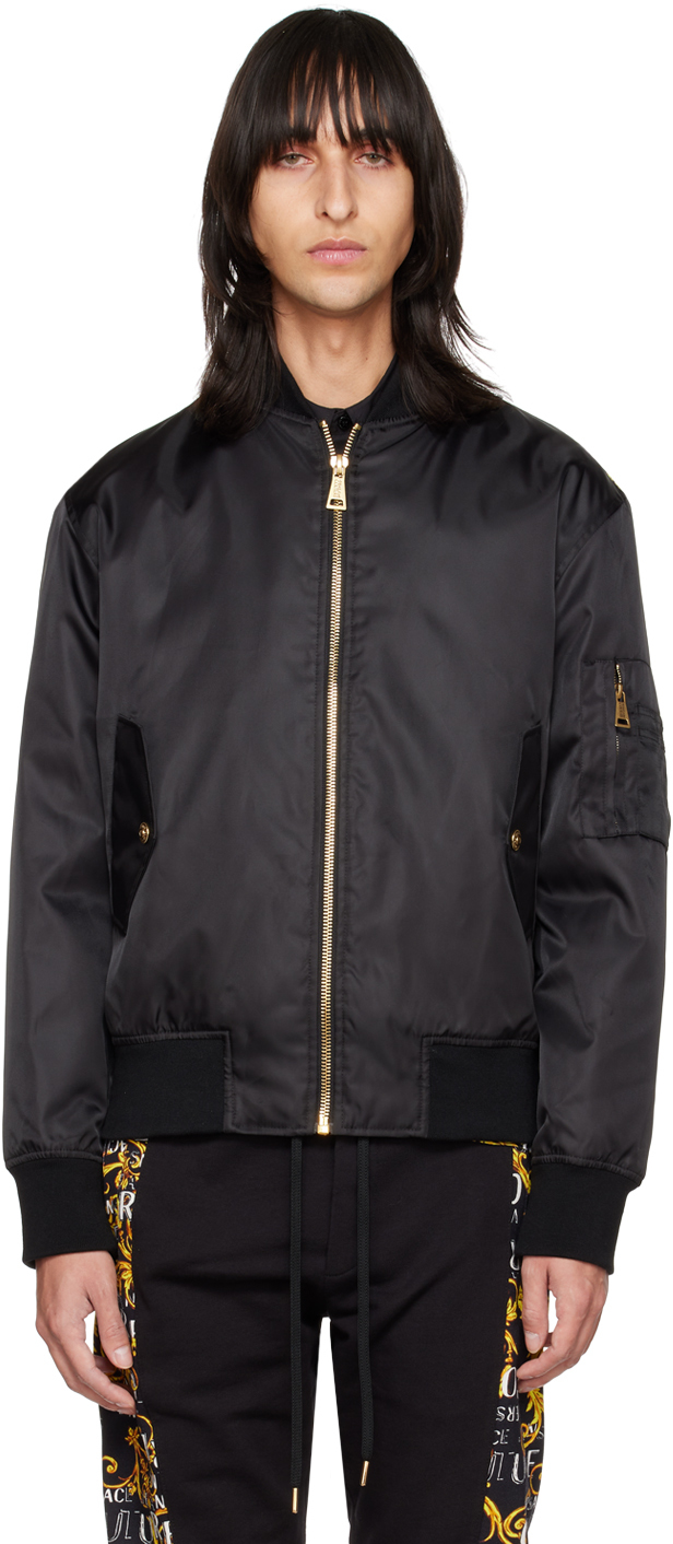 VERSACE JEANS COUTURE BLACK GRAPHIC BOMBER JACKET