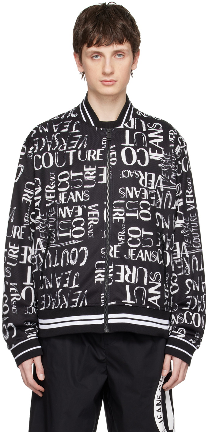 Versace Jeans Couture Black Doodle Bomber Jacket In E899 Black | ModeSens