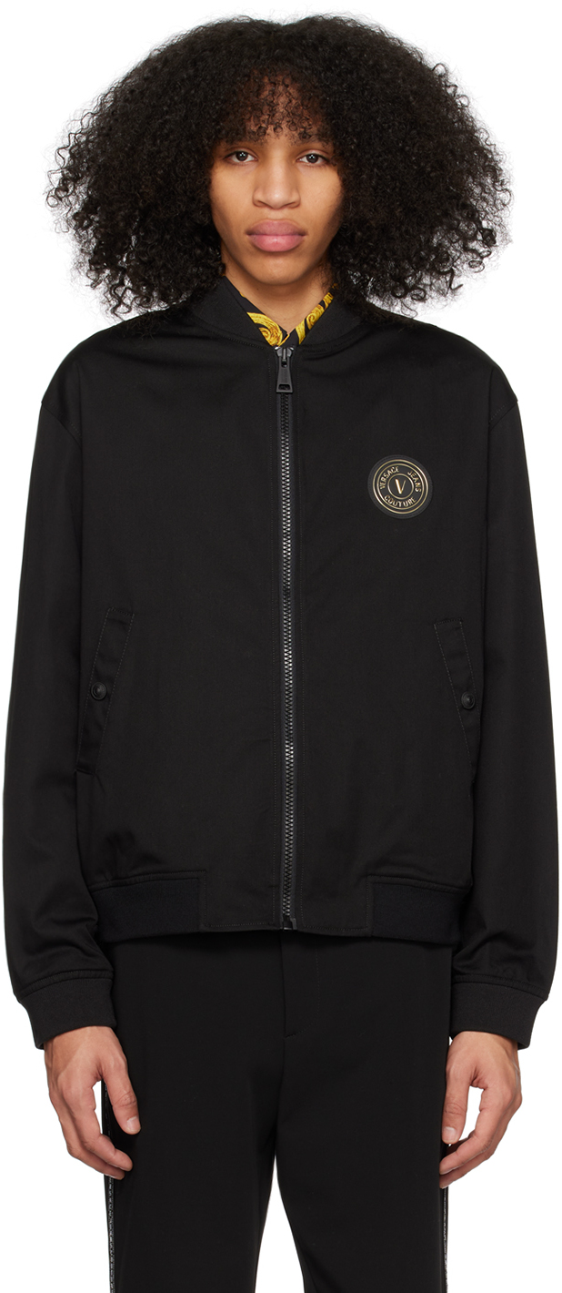 Versace Jeans Couture Black Patch Bomber In E899 Black