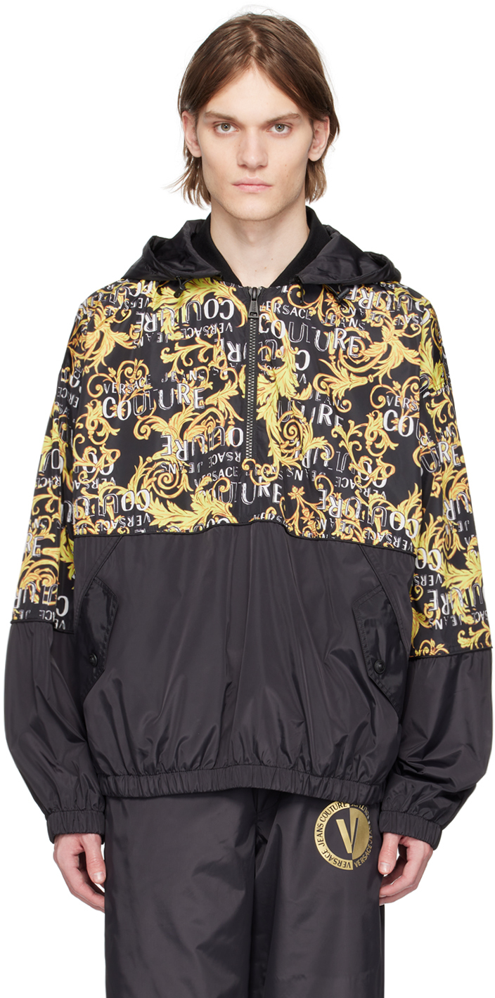 VERSACE JEANS COUTURE BLACK HOODED JACKET