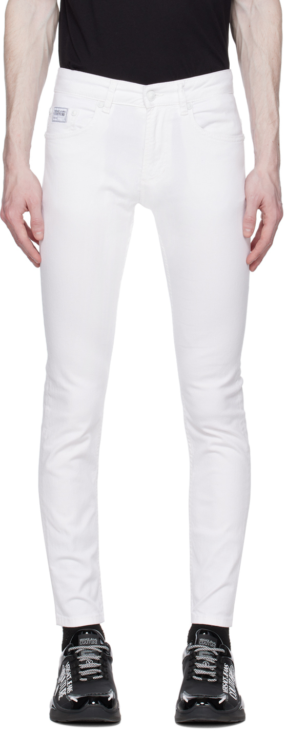 Versace Jeans Couture: White Slim-Fit Jeans | SSENSE
