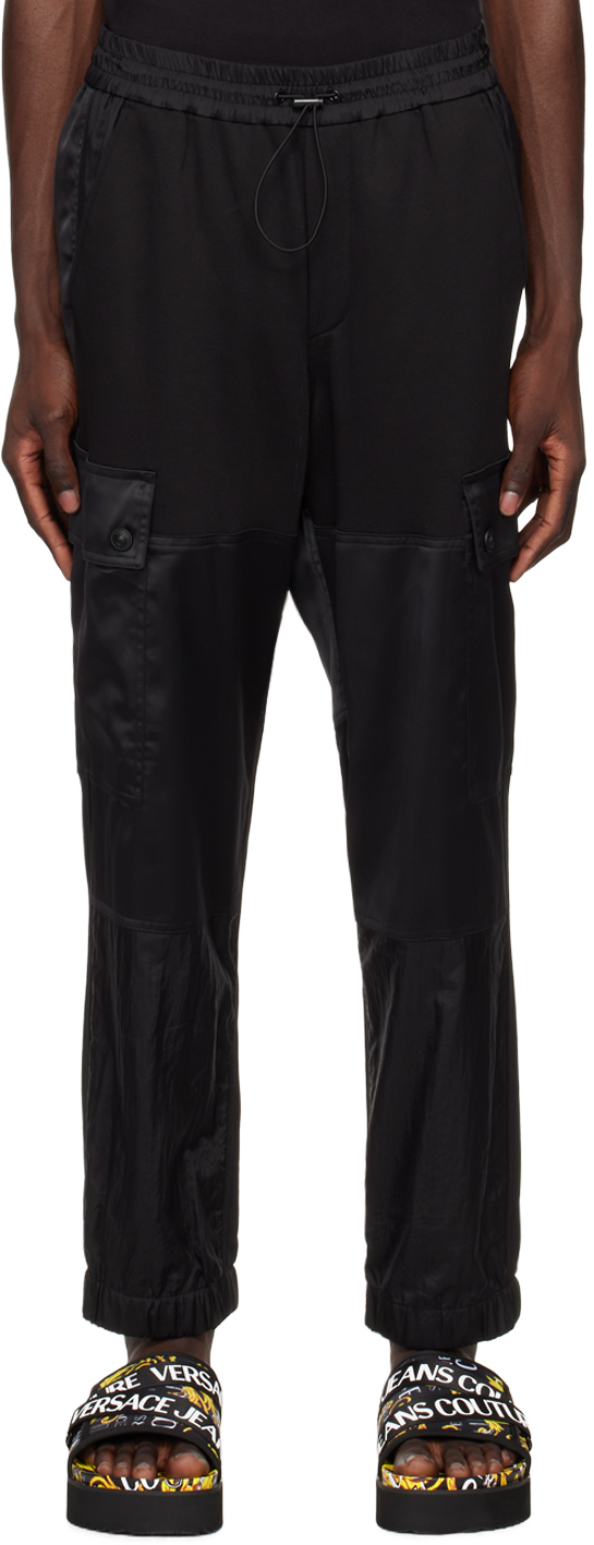 Versace Jeans Couture Black Paneled Cargo Trousers In E899 Black