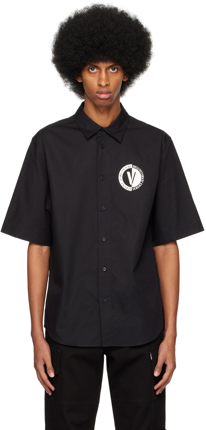 Black V-Emblem Shirt by Versace Jeans Couture on Sale