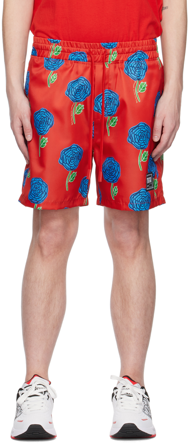 Versace Jeans Couture Red Printed Shorts In E521