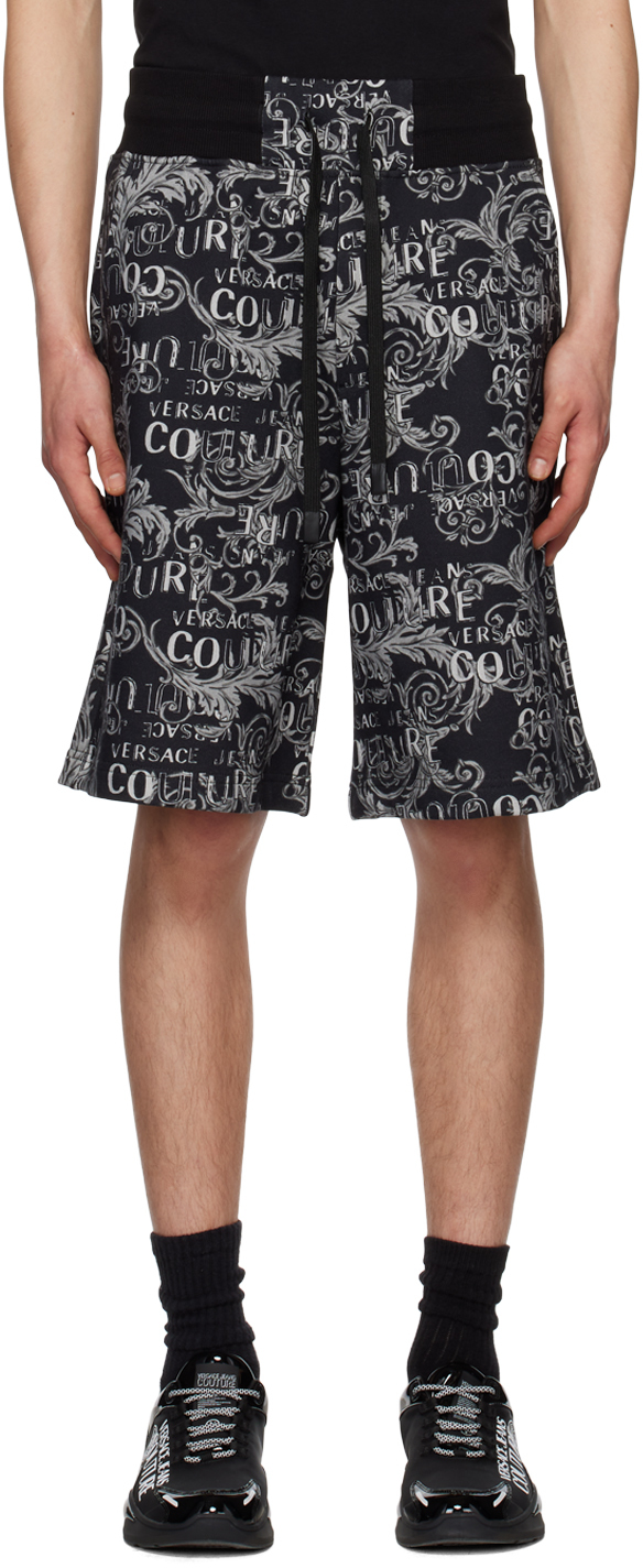 Versace Jeans Couture Baroque-print Shorts In Schwarz