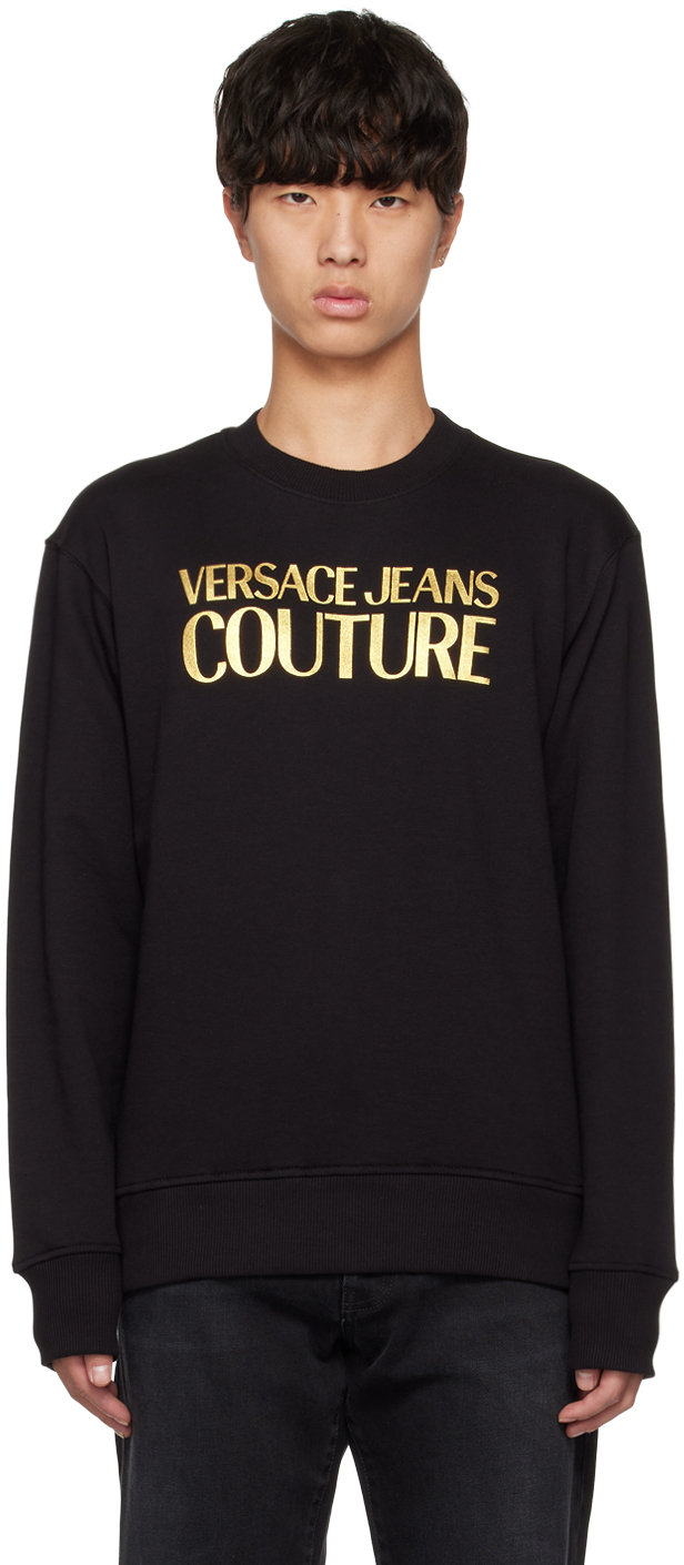 VERSACE JEANS COUTURE BLACK & GOLD PRINTED SWEATSHIRT