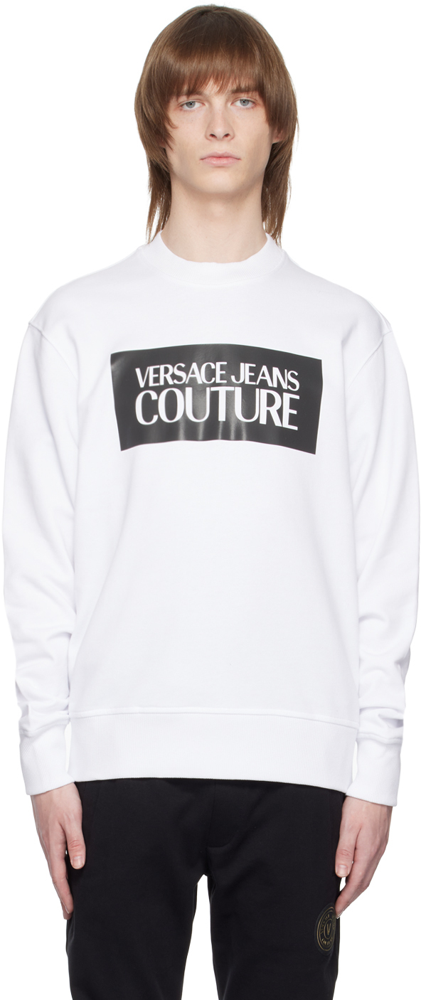 Versace Jeans Couture White Printed Sweatshirt In E003 White