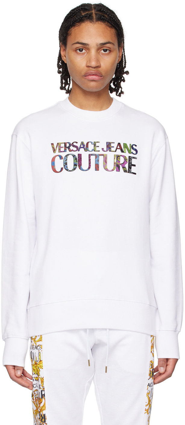 Versace Jeans Couture White Bonded Sweatshirt In E003 White
