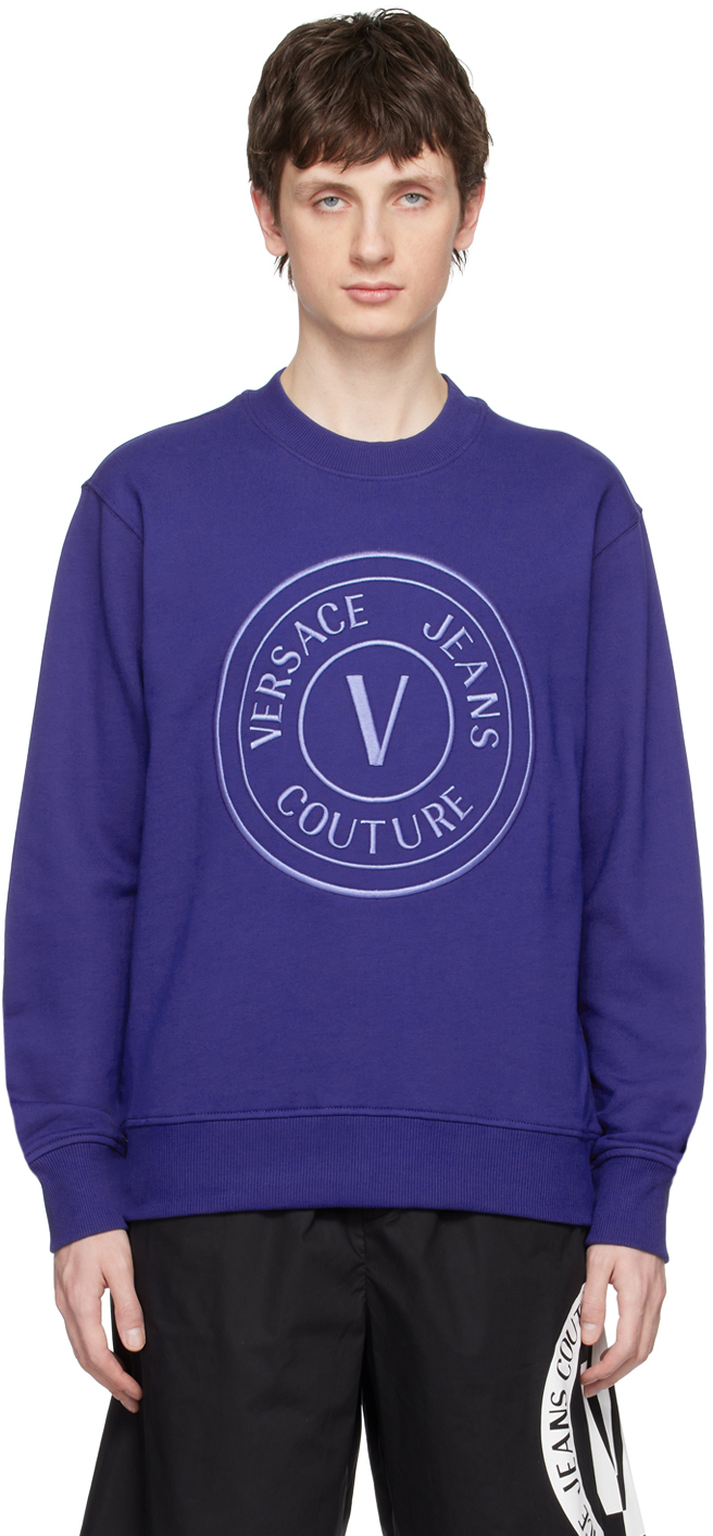 Versace Jeans Couture Blue V-emblem Sweatshirt In E206 Klein