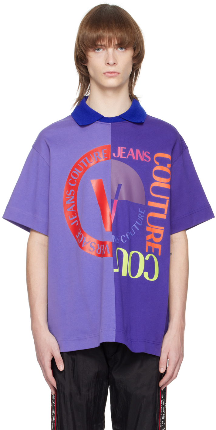 Versace Jeans Couture: Purple Spread Collar Polo | SSENSE