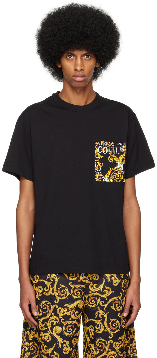 Versace Jeans Couture Baroque-pattern Print Detail T-shirt In Black
