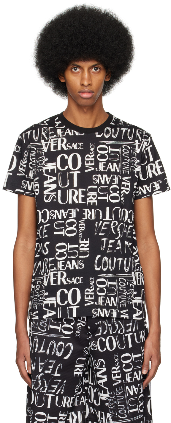 Versace Jeans Couture Print Doodle Logo T-shirt In Black