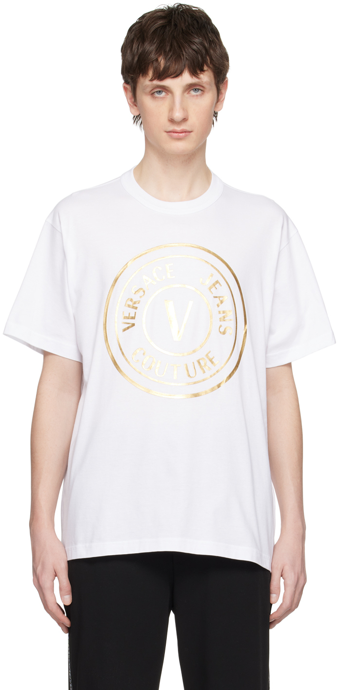 Versace Jeans Couture Embroidered V Emblem Logo White Sweatshirt – Retro  Designer Wear