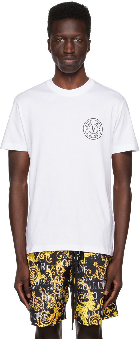 Versace Jeans Couture Man T-shirt White Size M Cotton In White